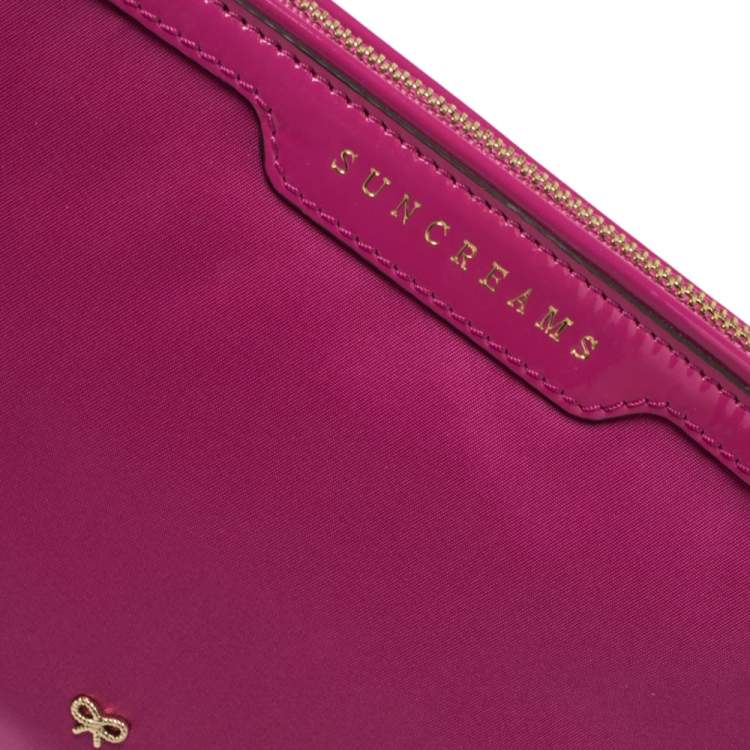 Pre Owned Anya Hindmarch Pink Nylon Suncream Pouch