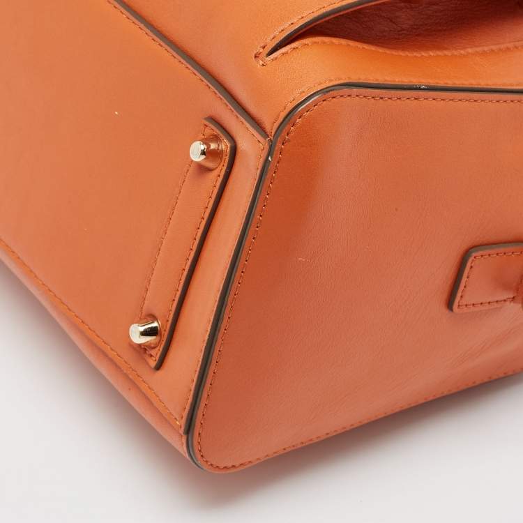 Pre Owned Anya Hindmarch Orange and Grey Leather Carker Satchel