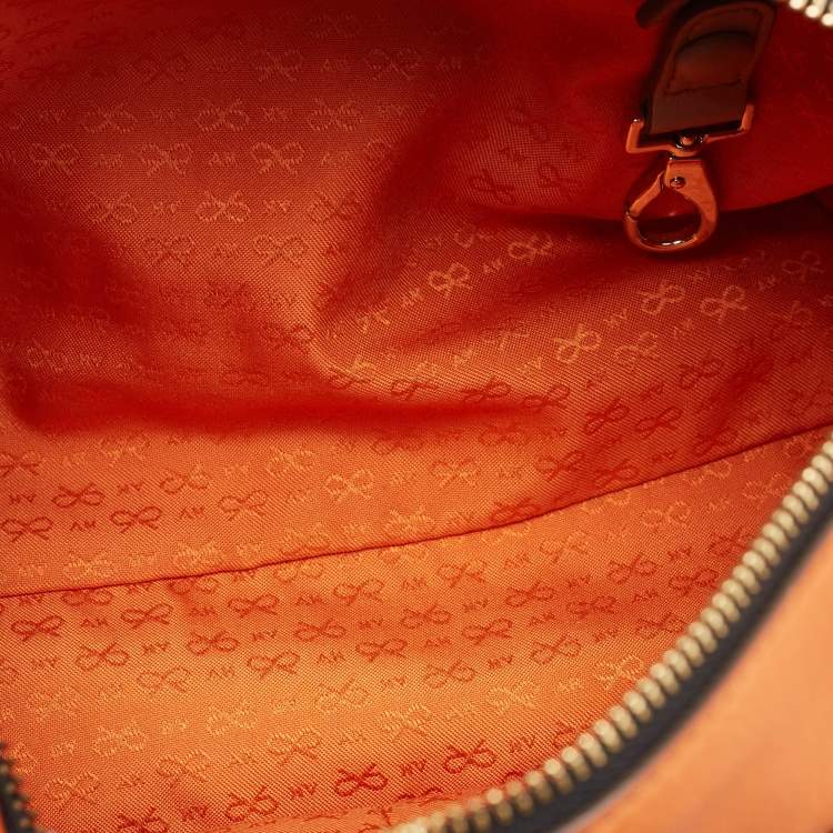 Pre Owned Anya Hindmarch Orange and Grey Leather Carker Satchel