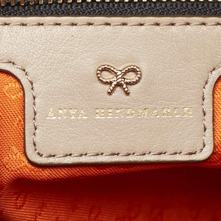 Pre Owned Anya Hindmarch Orange and Grey Leather Carker Satchel
