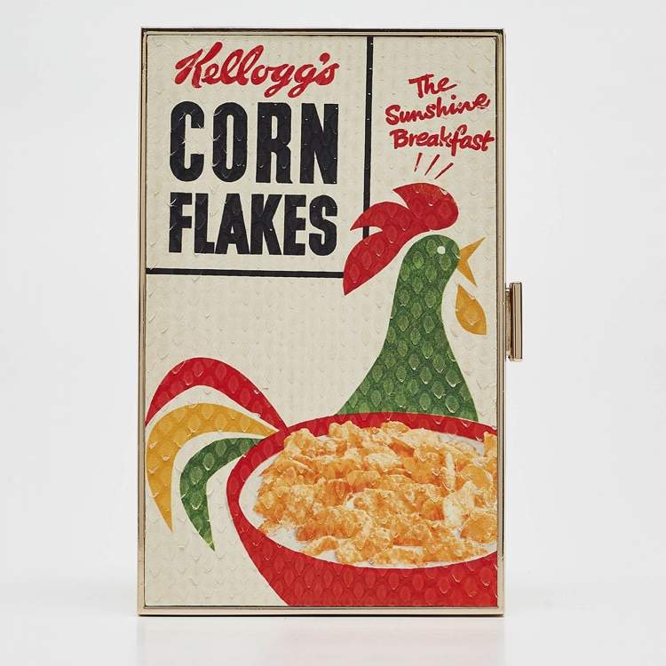 Pre Owned Anya Hindmarch Multicolor Snakeskin Corn Flakes Box Clutch