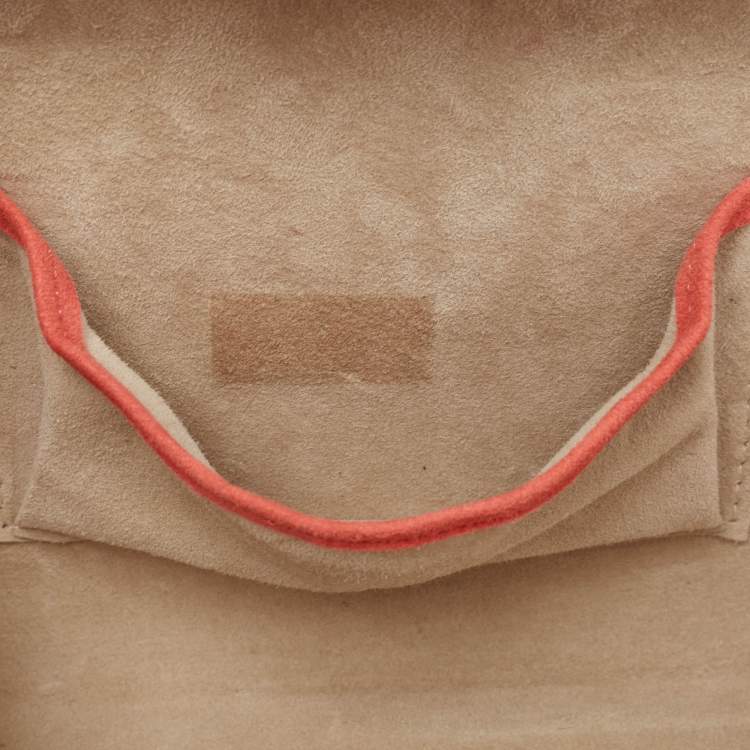 Pre Owned Anya Hindmarch Coral Orange Map Fabric and Suede Duke Box Clutch