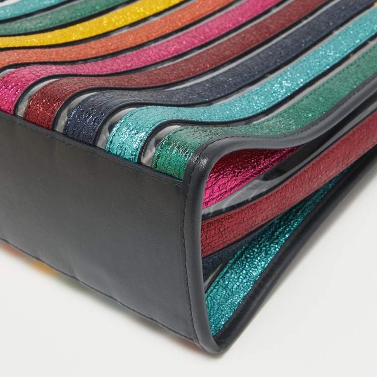 Pre Owned Anya Hindmarch Multicolor Leather and PVC Stripe Tote
