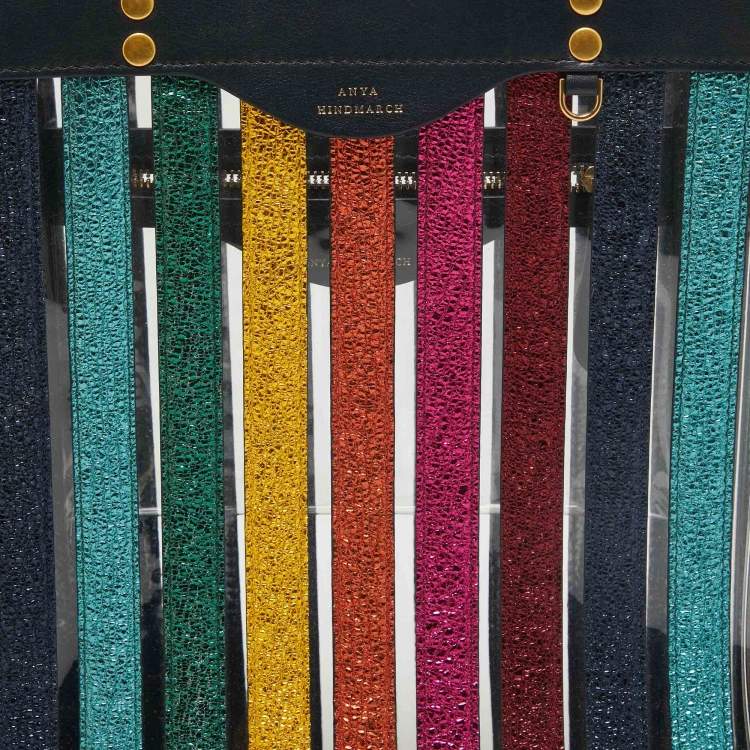 Pre Owned Anya Hindmarch Multicolor Leather and PVC Stripe Tote