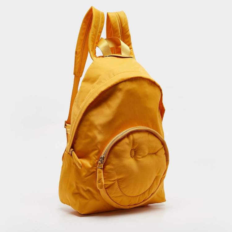 Pre Owned Anya Hindmarch Mustard Nylon Smiley Backpack