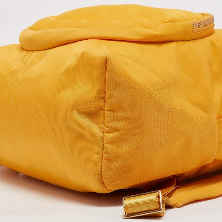 Pre Owned Anya Hindmarch Mustard Nylon Smiley Backpack