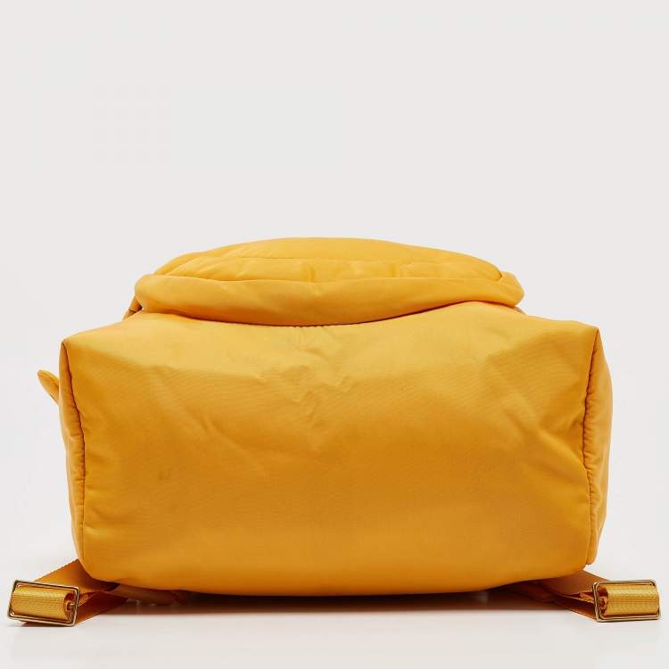 Pre Owned Anya Hindmarch Mustard Nylon Smiley Backpack