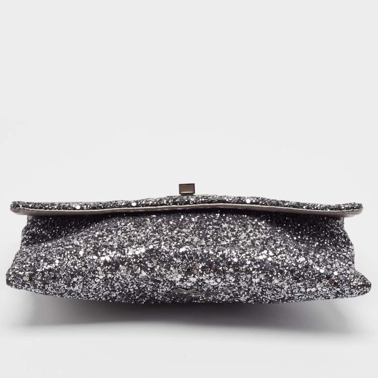 Pre Owned Anya Hindmarch Silver Glitter Valorie Clutch 