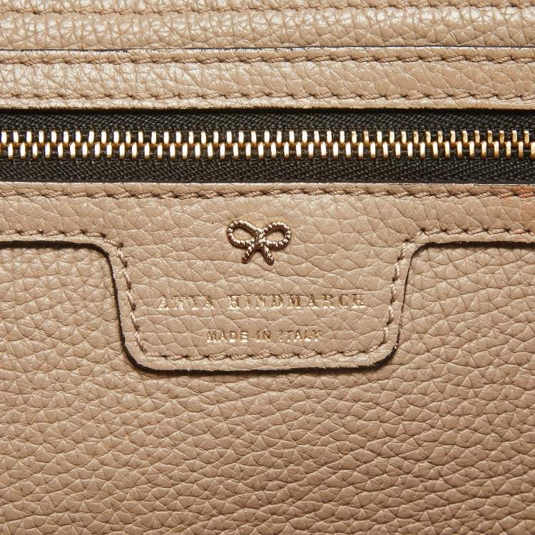 Pre Owned Anya Hindmarch Beige Leather Featherweight Smiley Ebury Tote