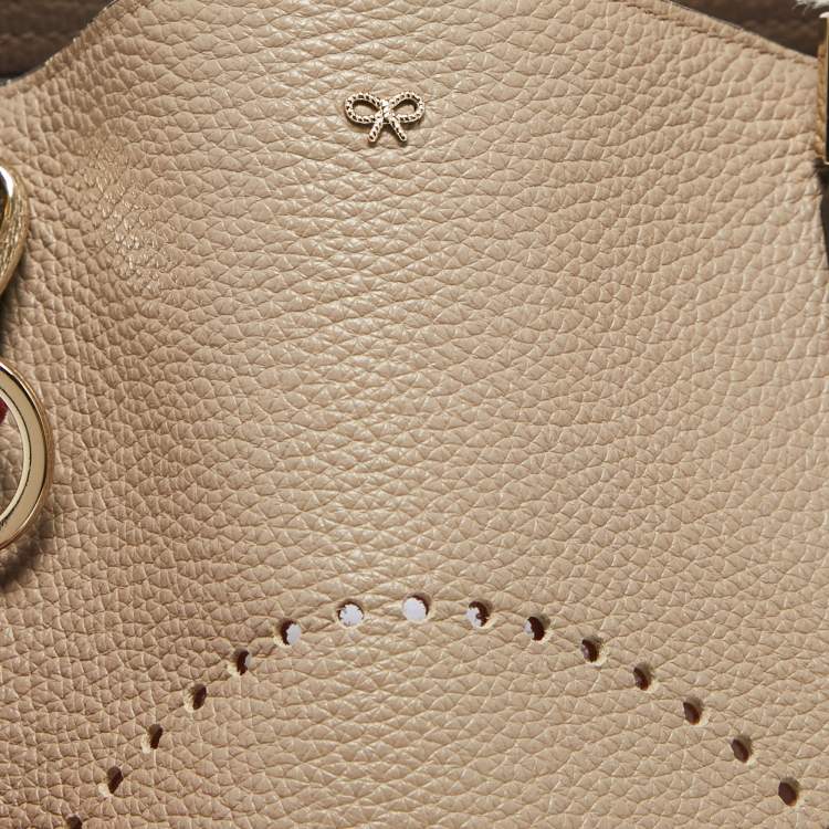 Pre Owned Anya Hindmarch Beige Leather Featherweight Smiley Ebury Tote