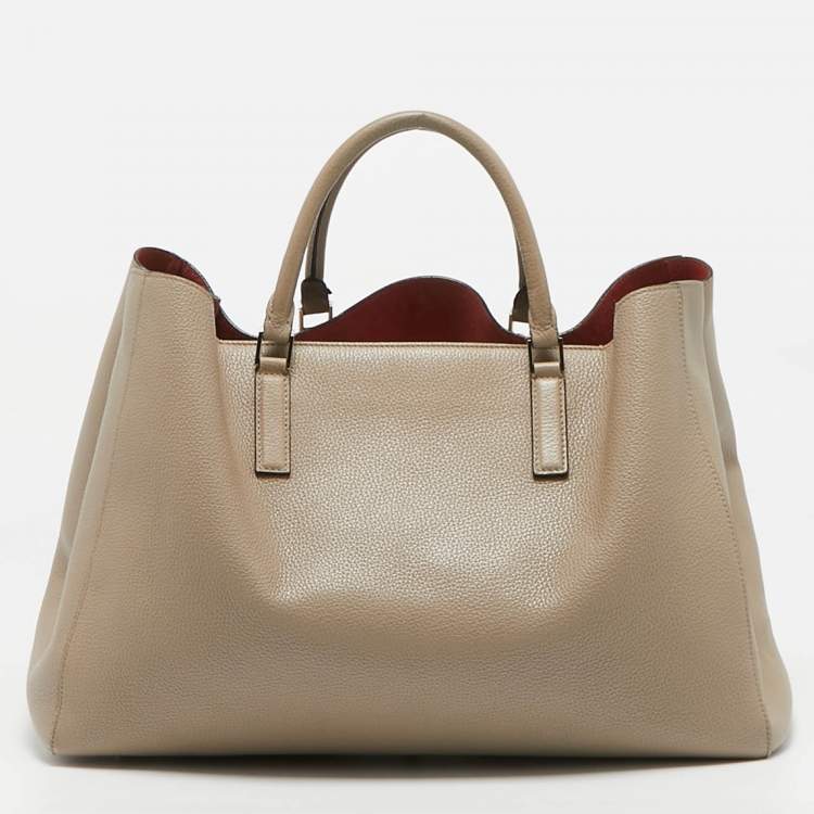 Pre Owned Anya Hindmarch Beige Leather Featherweight Smiley Ebury Tote