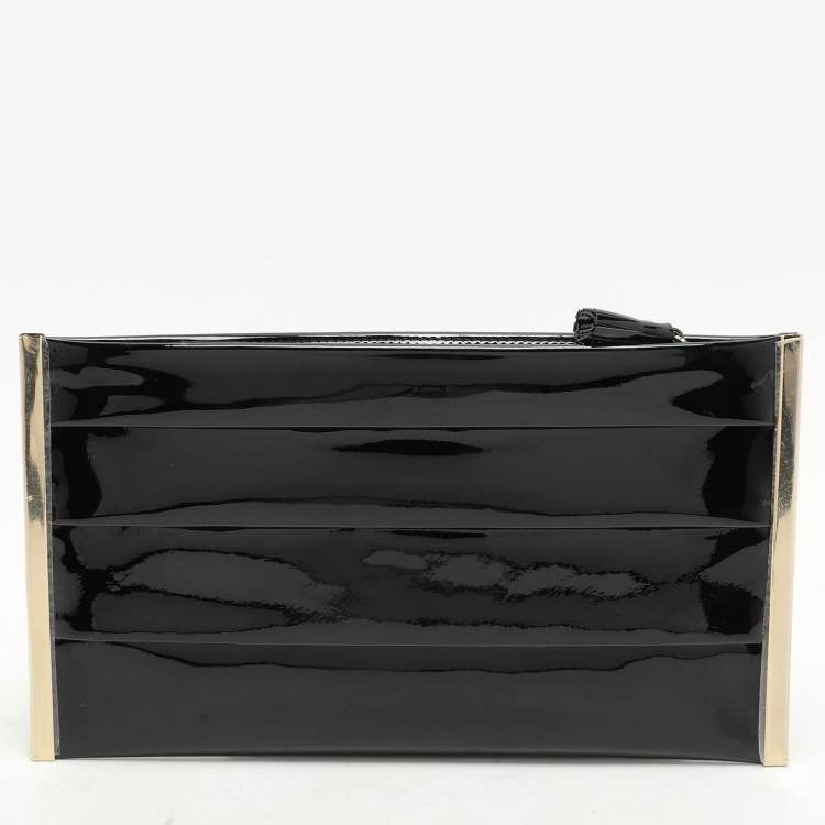 Pre Owned Anya Hindmarch Black Patent Leather Clutch