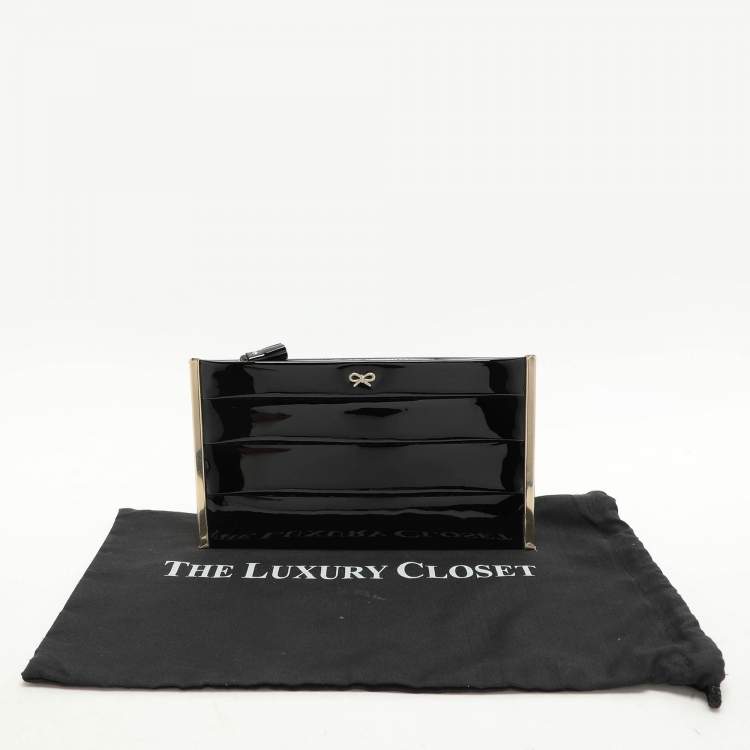 Pre Owned Anya Hindmarch Black Patent Leather Clutch