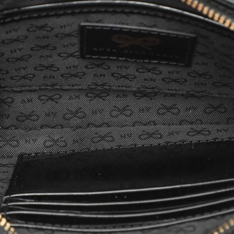 Pre Owned Anya Hindmarch Black Patent Leather Clutch