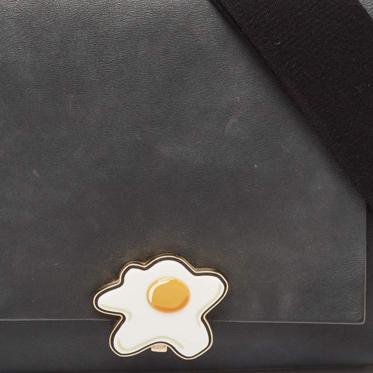 Pre Owned Anya Hindmarch Black Leather Bathurst Lock Egg Top Handle Bag