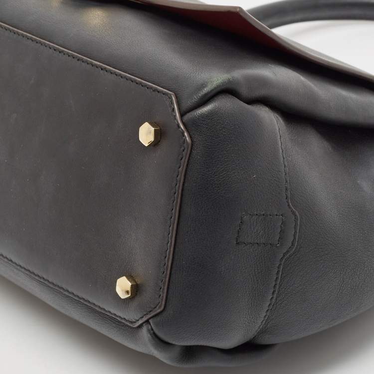 Pre Owned Anya Hindmarch Black Leather Bathurst Lock Egg Top Handle Bag