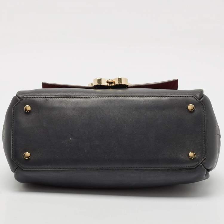 Pre Owned Anya Hindmarch Black Leather Bathurst Lock Egg Top Handle Bag