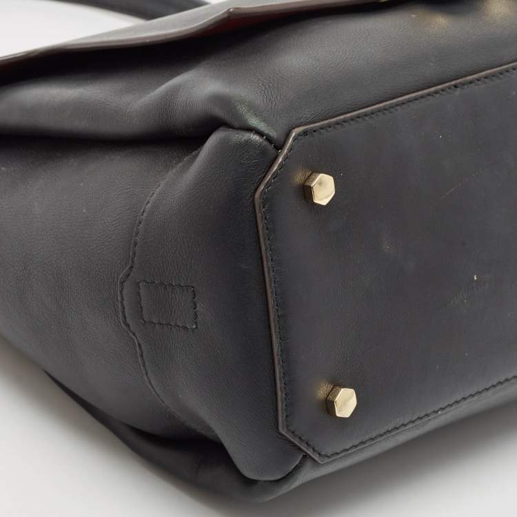 Pre Owned Anya Hindmarch Black Leather Bathurst Lock Egg Top Handle Bag