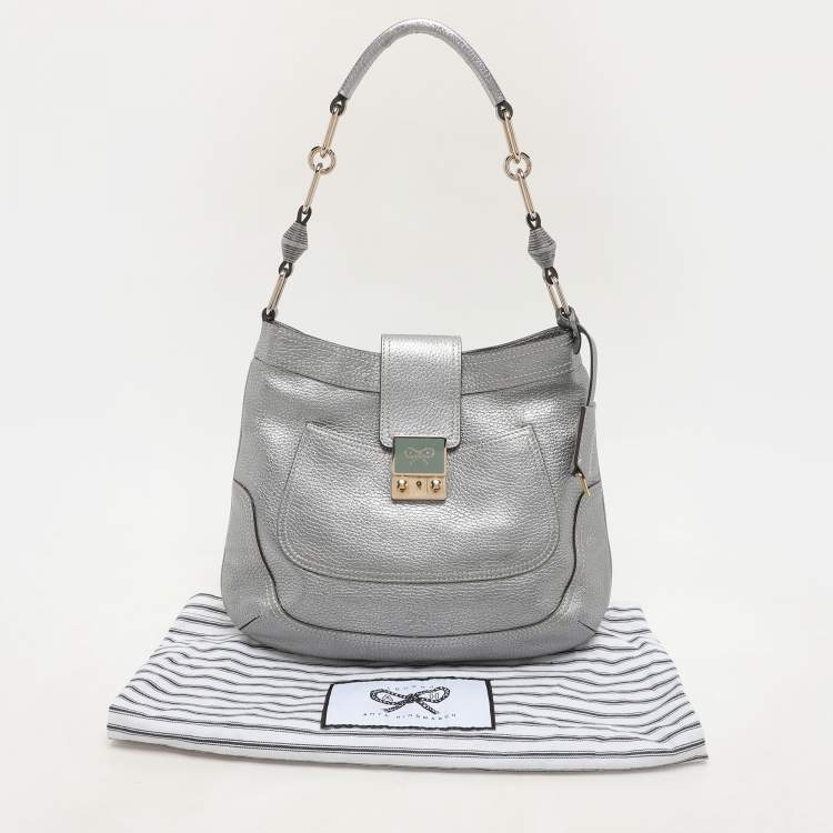 Pre Owned Anya Hindmarch Silver Leather Shoulder Bag