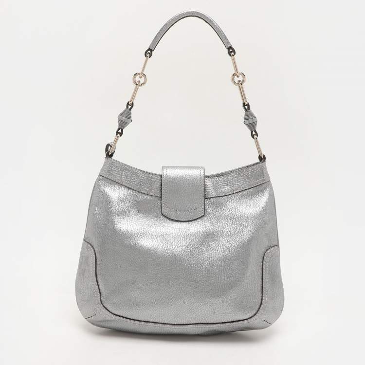 Pre Owned Anya Hindmarch Silver Leather Shoulder Bag