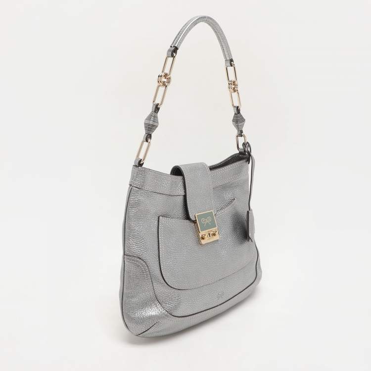 Pre Owned Anya Hindmarch Silver Leather Shoulder Bag