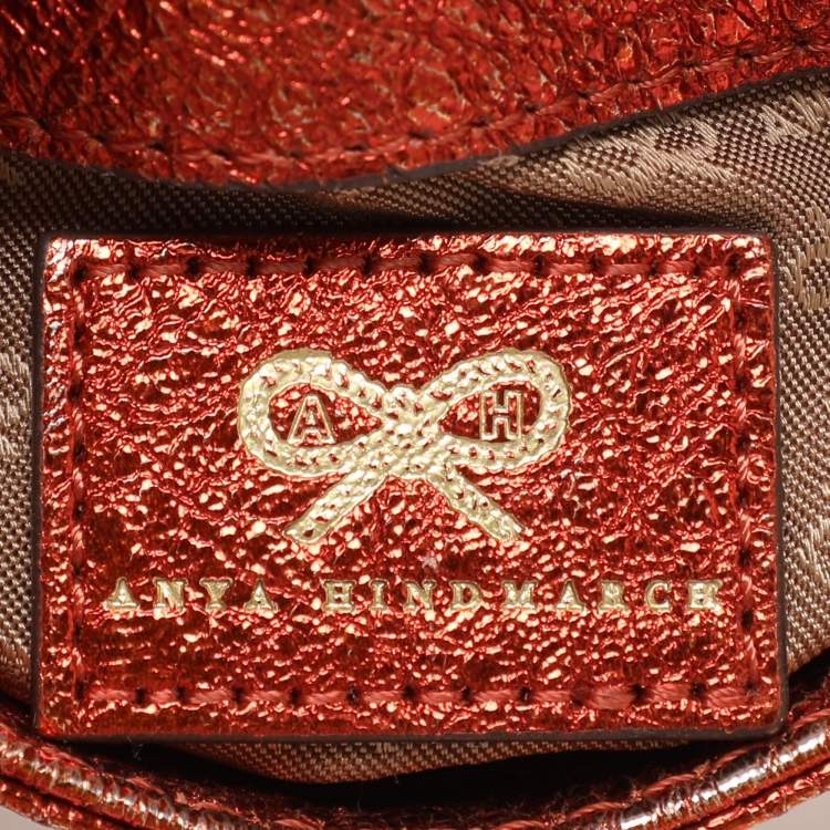 Pre Owned Anya Hindmarch Metallic Foil Leather Crossbody Bag