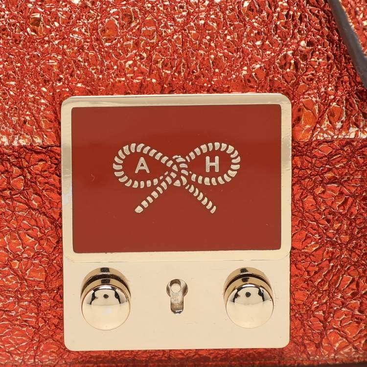 Pre Owned Anya Hindmarch Metallic Foil Leather Crossbody Bag