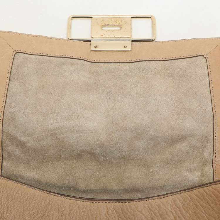 Pre Owned Anya Hindmarch Beige Leather Studded Flap Top Handle Bag