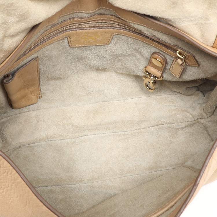 Pre Owned Anya Hindmarch Beige Leather Studded Flap Top Handle Bag