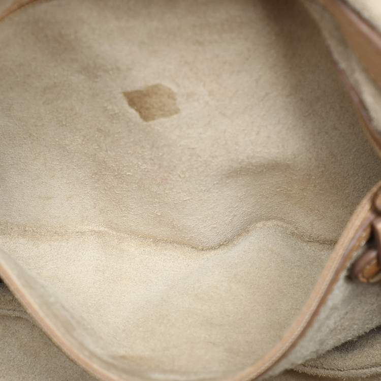 Pre Owned Anya Hindmarch Beige Leather Studded Flap Top Handle Bag