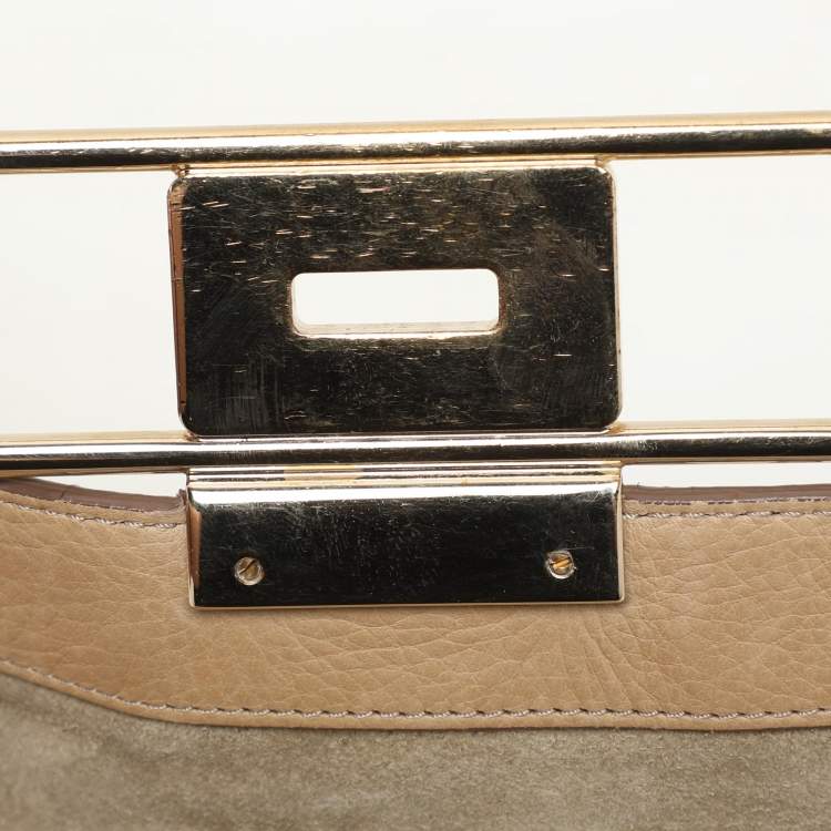 Pre Owned Anya Hindmarch Beige Leather Studded Flap Top Handle Bag