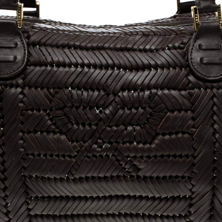 Pre Owned Anya Hindmarch Dark Brown Braided Leather Sydney Bag