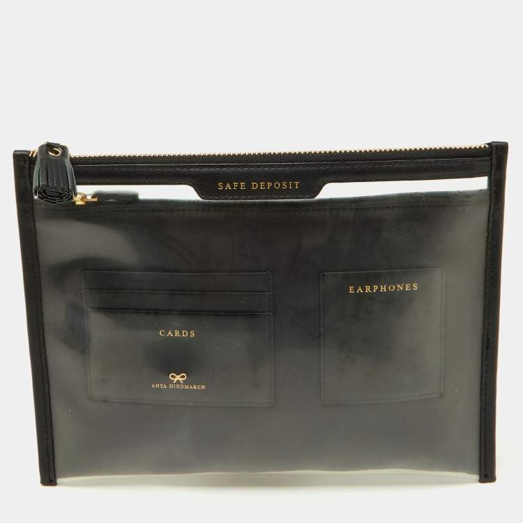 مملوكة مسبقًا Anya Hindmarch Transparent/Black Pvc and Leather Clutch