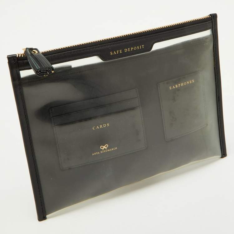 مملوكة مسبقًا Anya Hindmarch Transparent/Black Pvc and Leather Clutch
