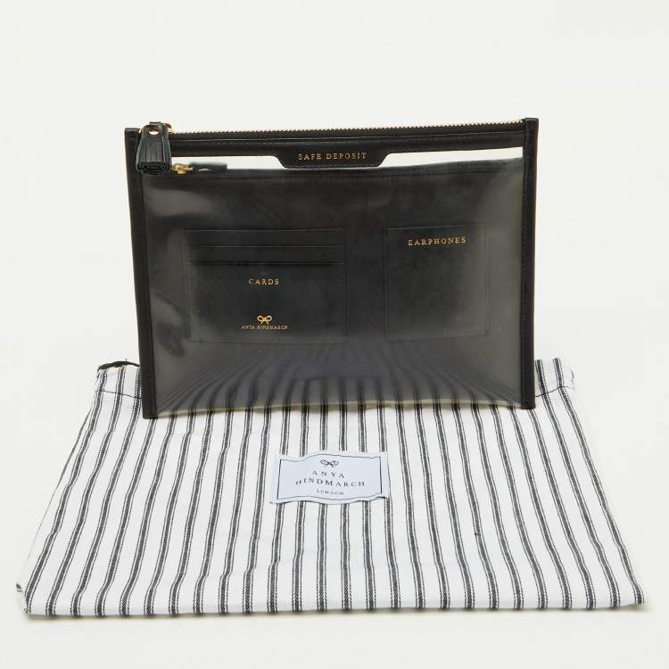 مملوكة مسبقًا Anya Hindmarch Transparent/Black Pvc and Leather Clutch