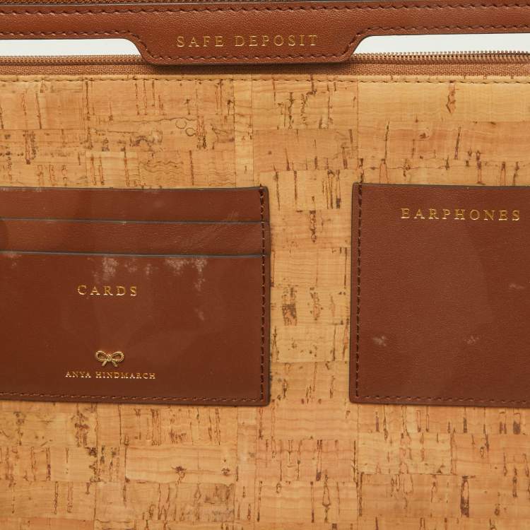 Pre Owned Anya Hindmarch Brown/Transparent Leather and PVC Safe Deposit Pouch