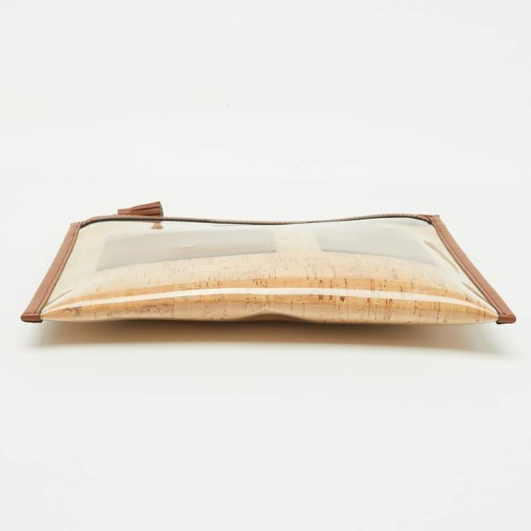 Pre Owned Anya Hindmarch Brown/Transparent Leather and PVC Safe Deposit Pouch
