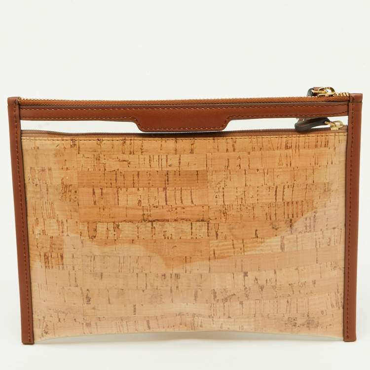 Pre Owned Anya Hindmarch Brown/Transparent Leather and PVC Safe Deposit Pouch