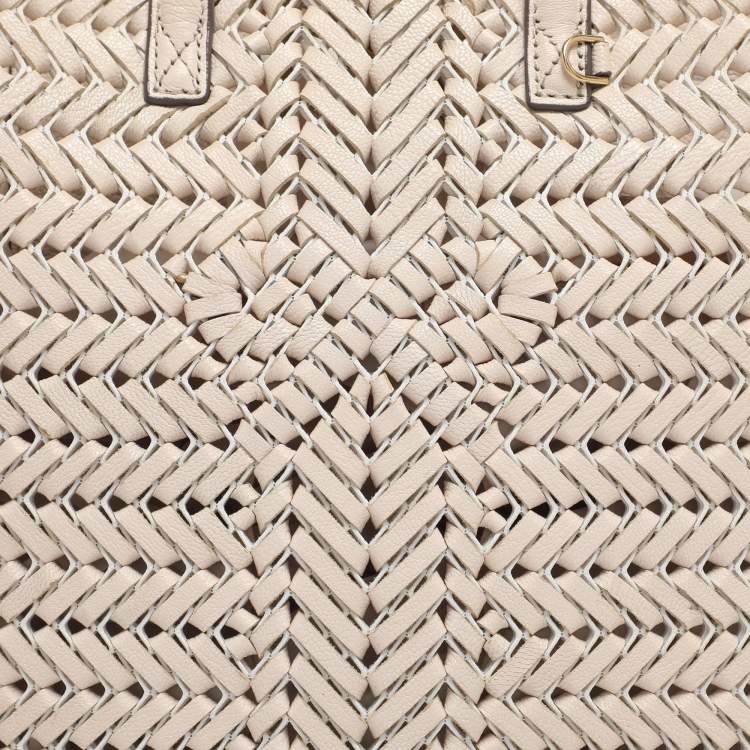 Pre Owned Anya Hindmarch Cream Woven Leather Neeson Tote