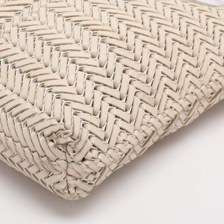 Pre Owned Anya Hindmarch Cream Woven Leather Neeson Tote