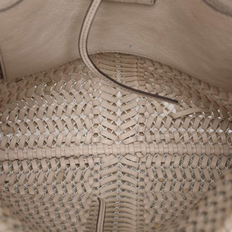 Pre Owned Anya Hindmarch Cream Woven Leather Neeson Tote