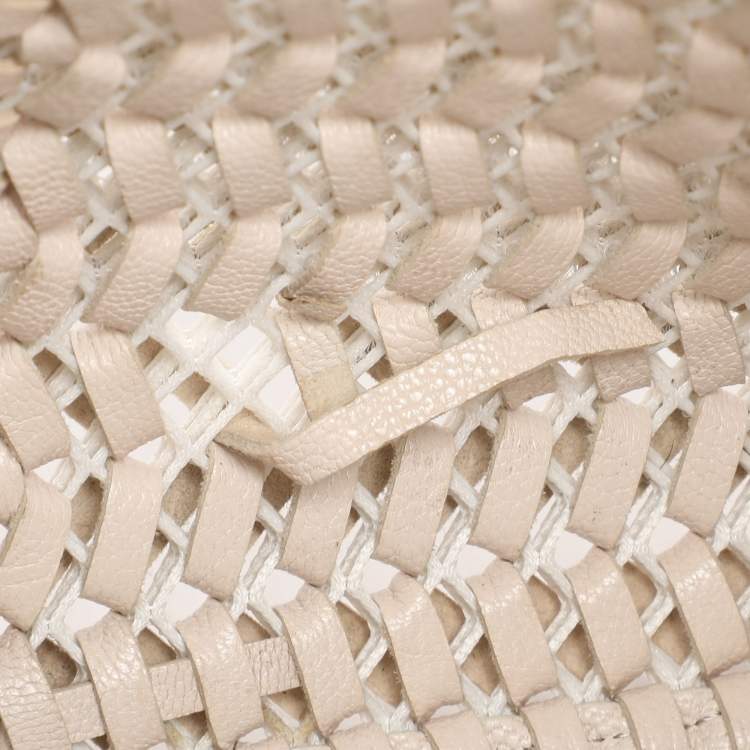 Pre Owned Anya Hindmarch Cream Woven Leather Neeson Tote