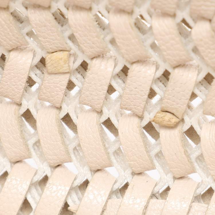 Pre Owned Anya Hindmarch Cream Woven Leather Neeson Tote