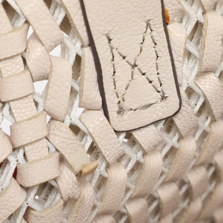 Pre Owned Anya Hindmarch Cream Woven Leather Neeson Tote