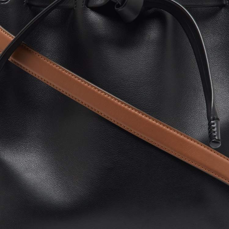 Pre Owned Anya Hindmarch Black Leather Small Shoelace Drawstring Bag