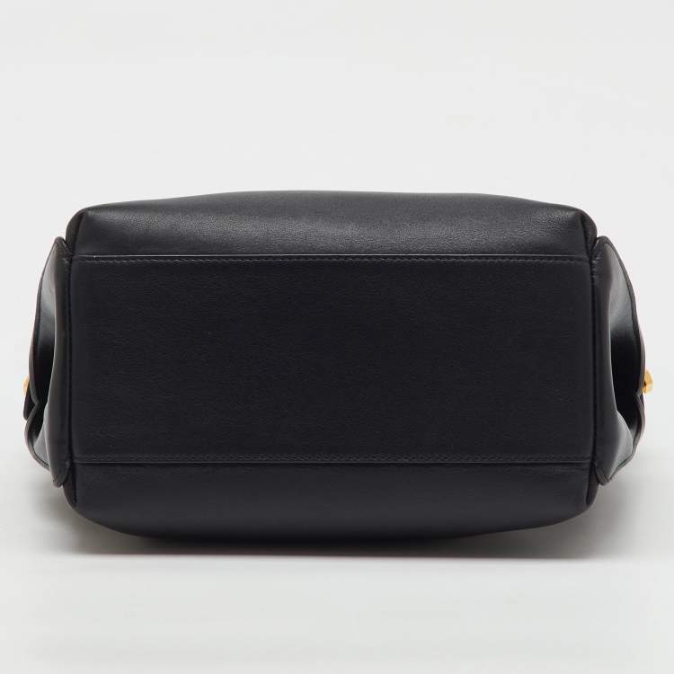 Pre Owned Anya Hindmarch Black Leather Small Shoelace Drawstring Bag