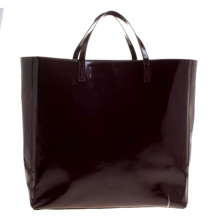 Pre Owned Anya Hindmarch Burgundy Patent Leather Tote