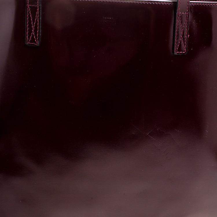 Pre Owned Anya Hindmarch Burgundy Patent Leather Tote