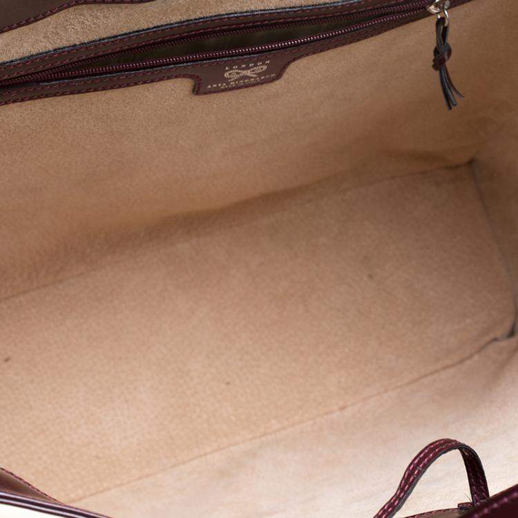 Pre Owned Anya Hindmarch Burgundy Patent Leather Tote