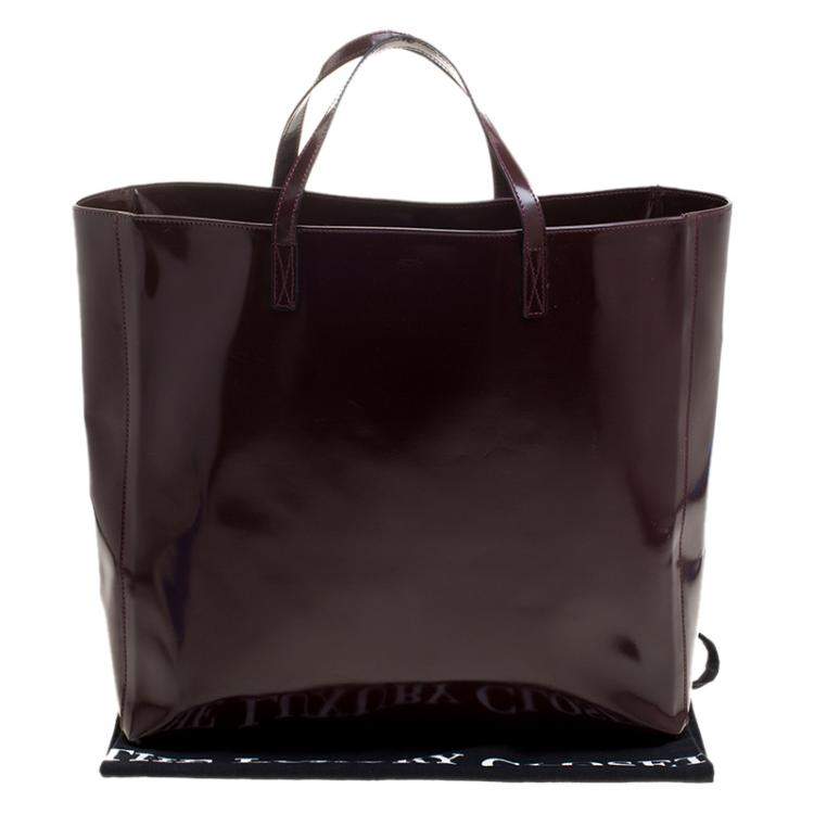Pre Owned Anya Hindmarch Burgundy Patent Leather Tote